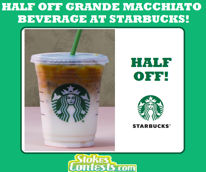 Image Half Off Grande Macchiato Beverage at Starbucks!