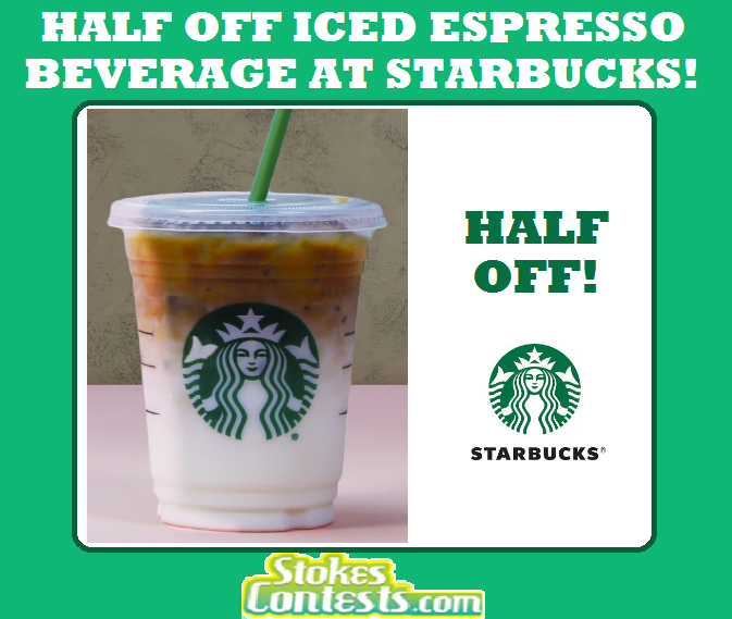 Image Half Off any Iced Espresso Beverage at Starbucks!