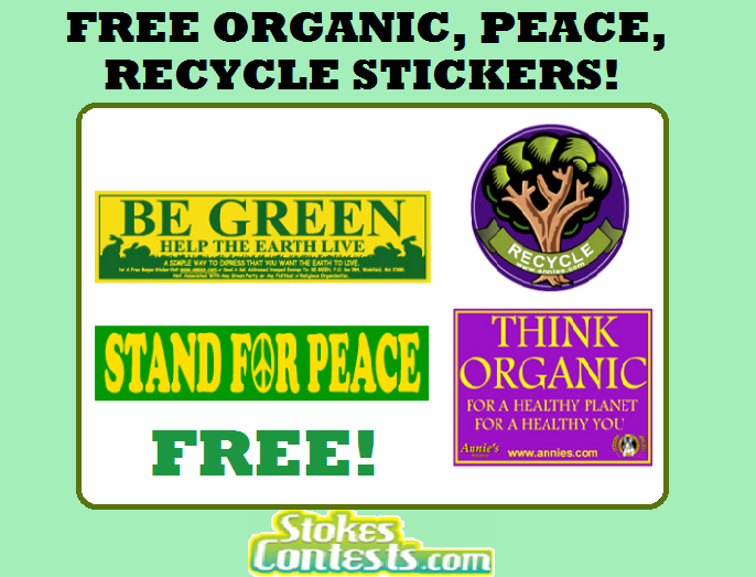 Image FREE Organic, Recycle, Peace Stickers! 