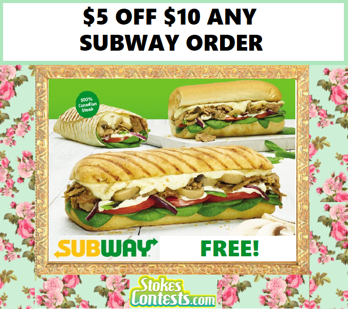 Image $5 OFF $10 Any Subway Order!