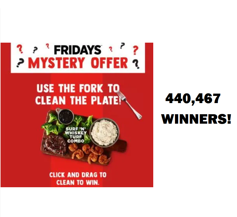 Image TGI Fridays Mystery Offer Instant Win Game! (440,467 WINNERS!)