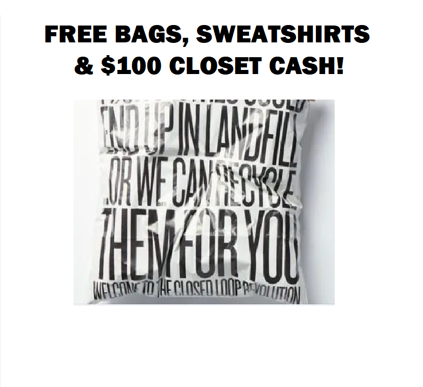 Image FREE Take Back Bags, Sweatshirts & $100 Closet Cash