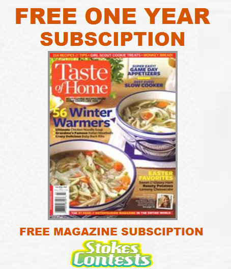 Image FREE Taste of Home Magazine One Year Subsciption