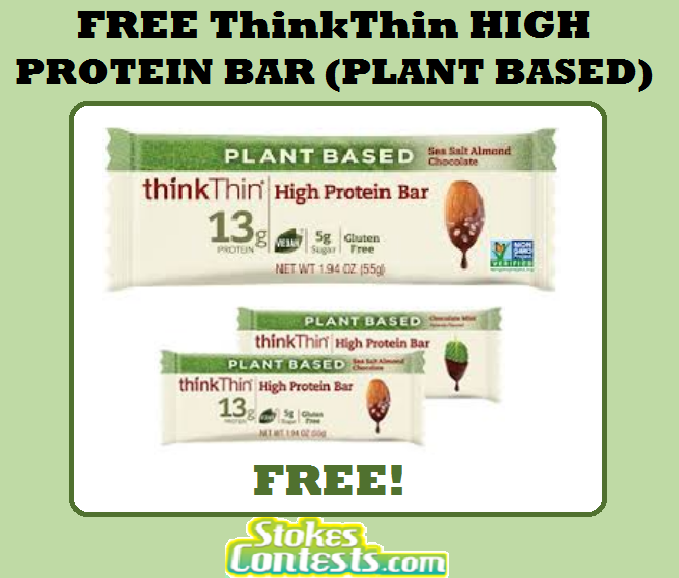 Image FREE ThinkThin Protein Bar (Plant Based) TODAY ONLY!