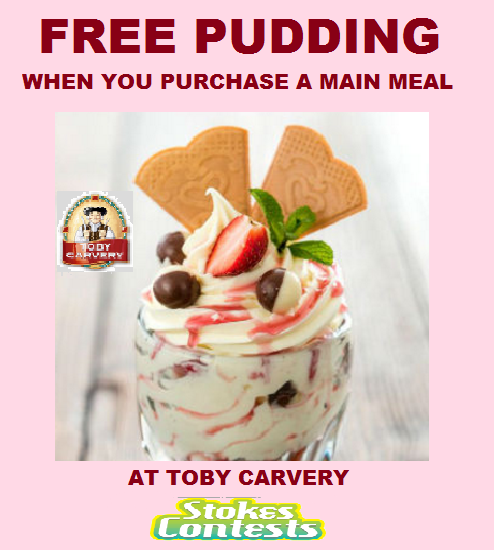 Image FREE Pud at Toby Carvery When you Purchase a Main Meal 