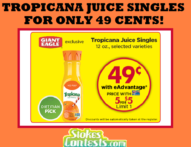 Image Tropicana Juice Singles for ONLY 49 CENTS!