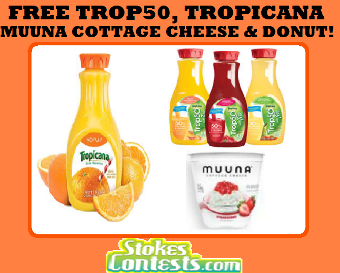 Image FREE Bottle of Trop50 or Tropicana, FREE Muuna Cottage Cheese & FREE Donut TODAY ONLY!