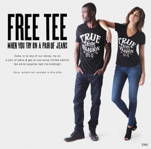 Image FREE T-Shirt At True Religion (No Purchase) 