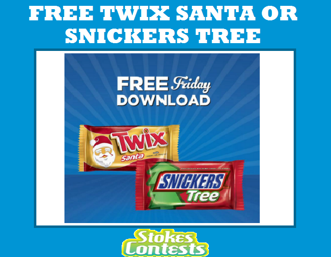 Image FREE Twix Santa Singles or FREE Snickers Tree TODAY ONLY!