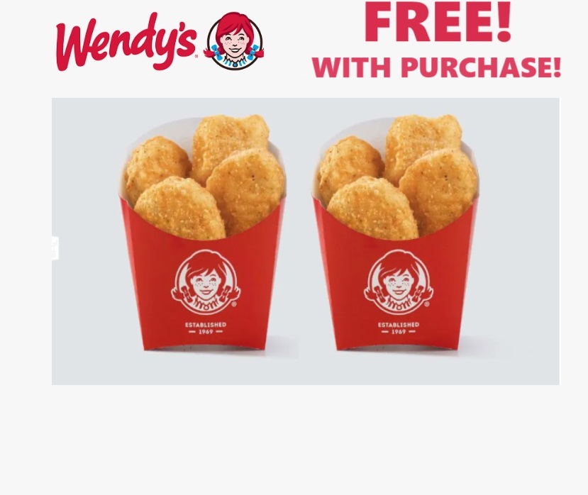 Image FREE 6 Piece Nuggets with Purchase EVERY Wednesday At Wendy’s