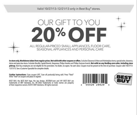 Image Best Buy: 20% Off 1 Full-Priced Small Appliance, Personal Care, Floor Care, Or Seasonal Item In-Store Or Online