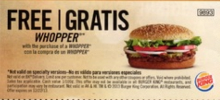 Image Burger King:Buy One Whopper, Get One Free