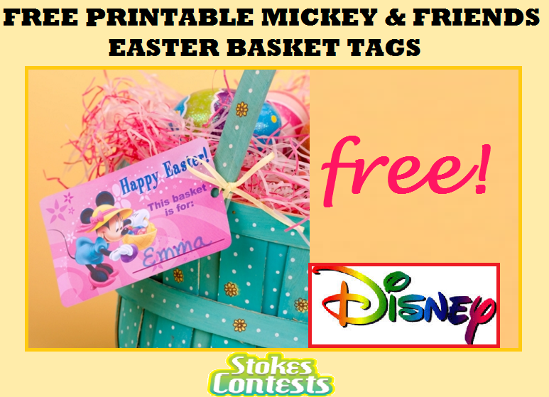 Image FREE Printable Mickey and Friends Easter Basket Tags