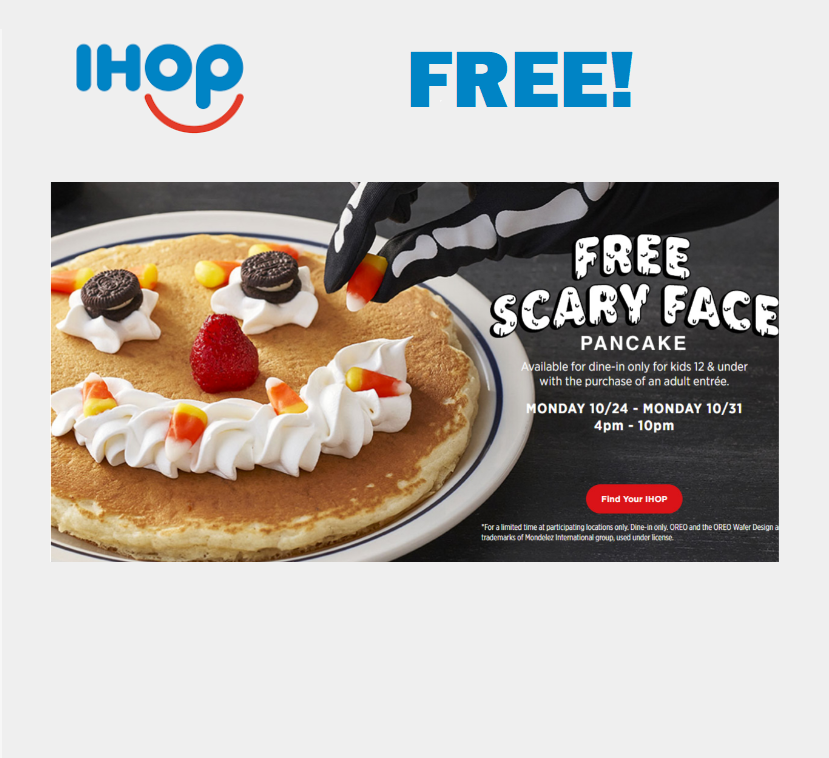 Image FREE Scary Face Pancake at iHop