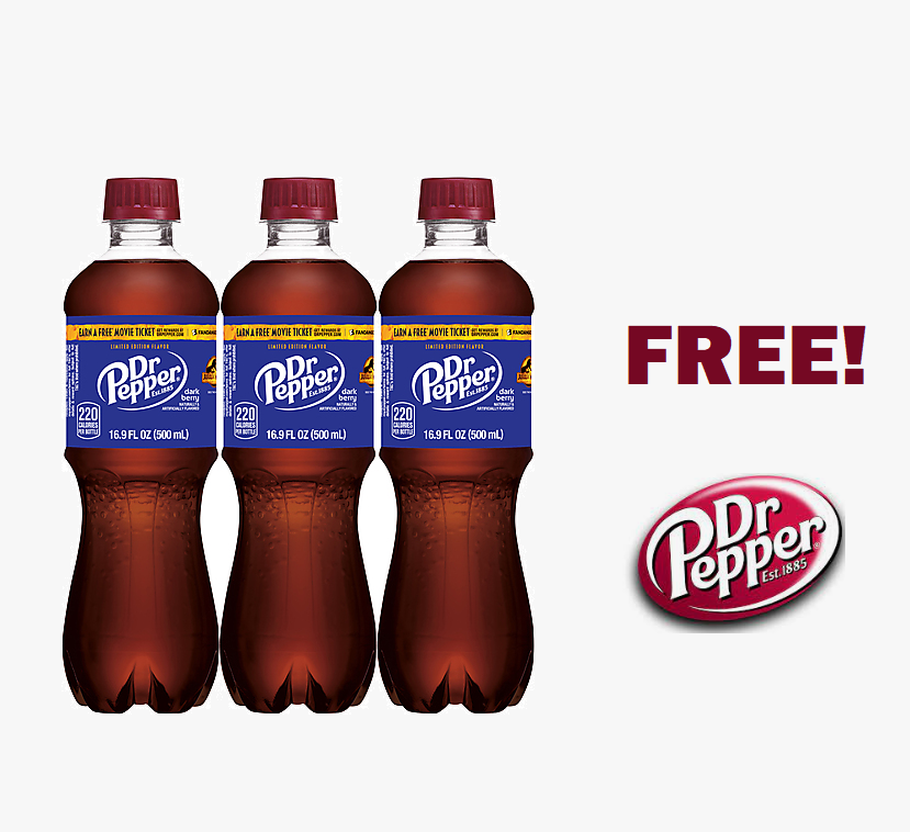 Image FREE 20 Oz Bottle Of Dr Pepper Dark Berry