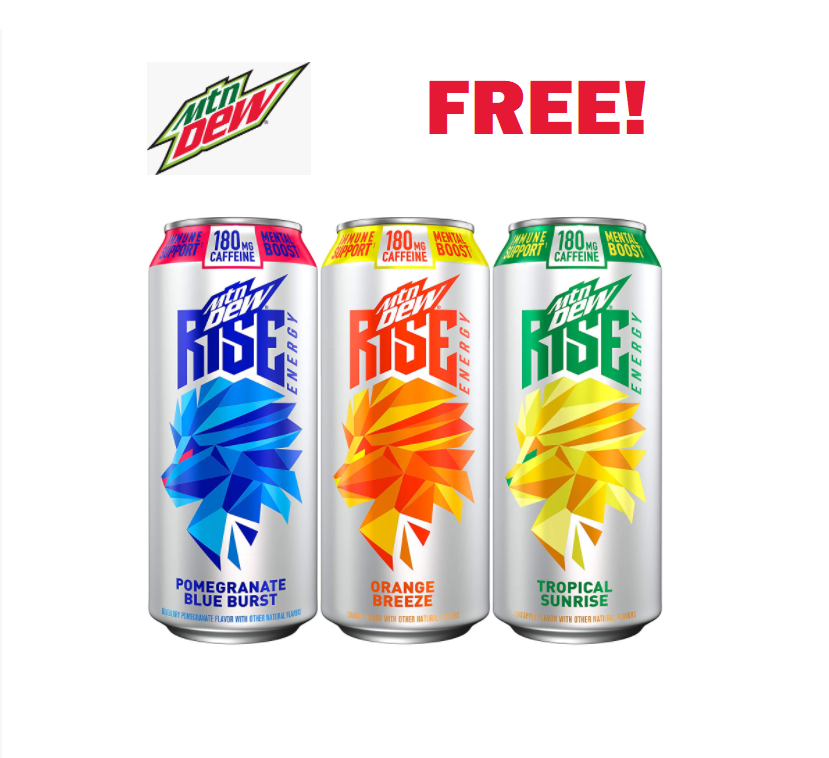 Image FREE Mtn Dew Rise Energy Drink.