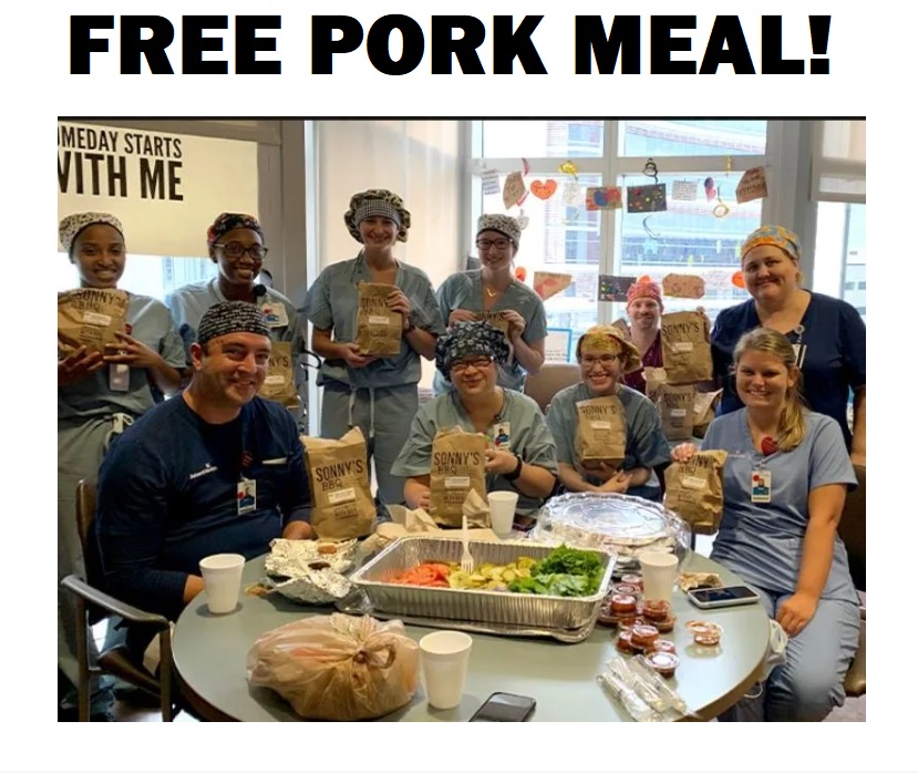 Image FREE Pork Sandwich, Sidekick, and Soft Drink For Nurses at Sonny’s BBQ!