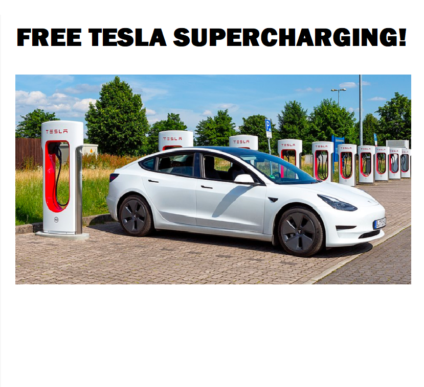 Image FREE Tesla Supercharging.