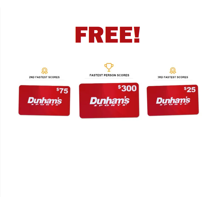 Image FREE $25-$300 Dunham's Sports Gift Cards.