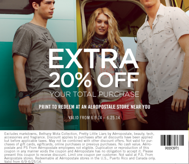 Image Aeropostale: 20% Off In-Store 